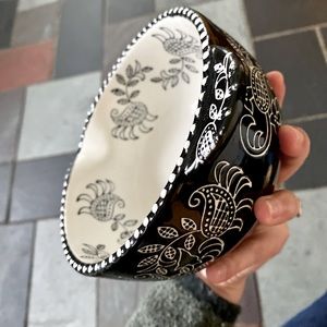 set of two (1) big and (1) small black & white paisley bowls